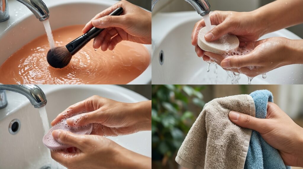 Чистые кисти и спонжи: как часто мыть и чем, чтобы не было высыпаний - иллюстрация