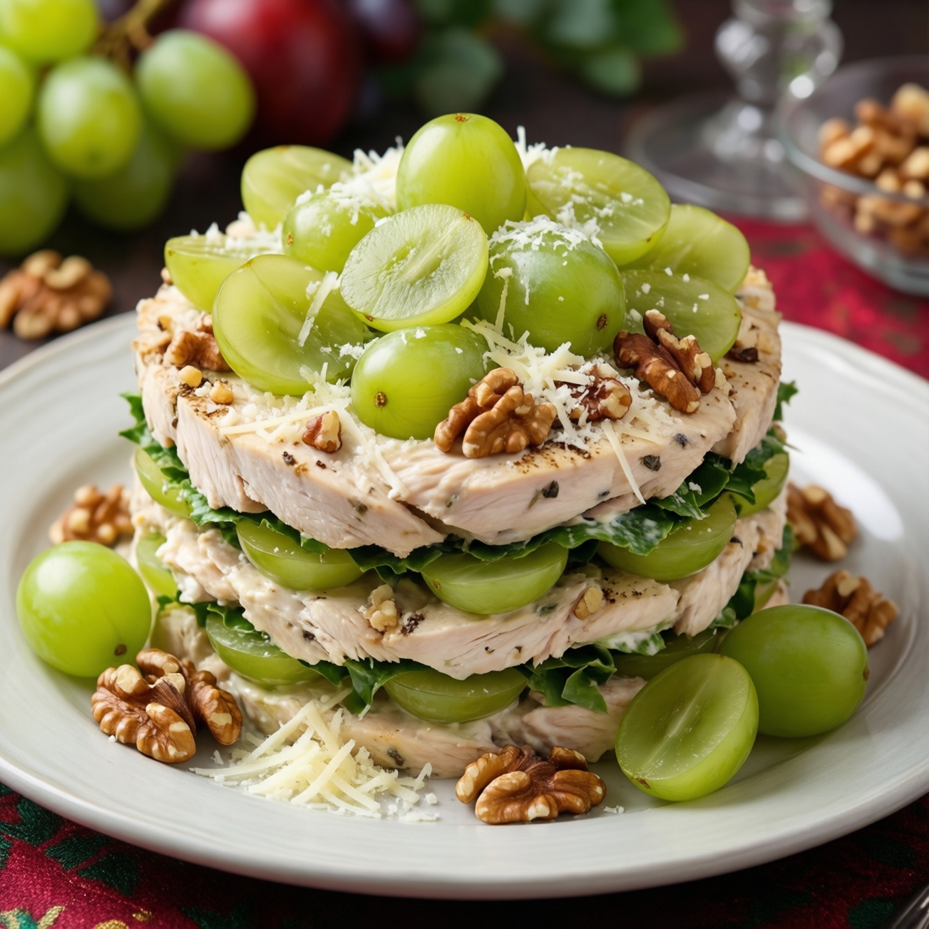 Салат «Тиффани» с курицей и виноградом: классический и лёгкий рецепт слоями